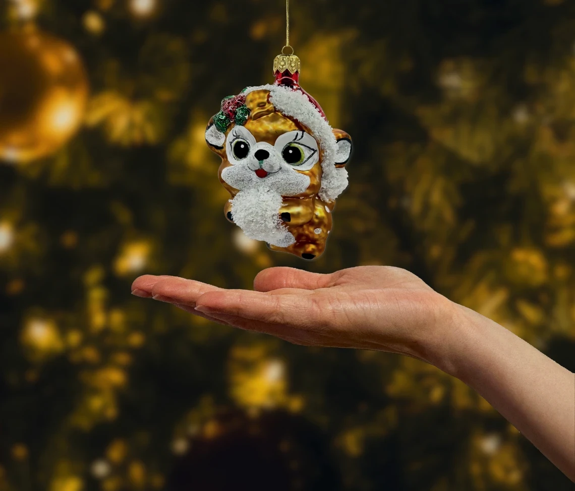 Bombka szklana figurka Świąteczny Jelonek realne zdjęcie