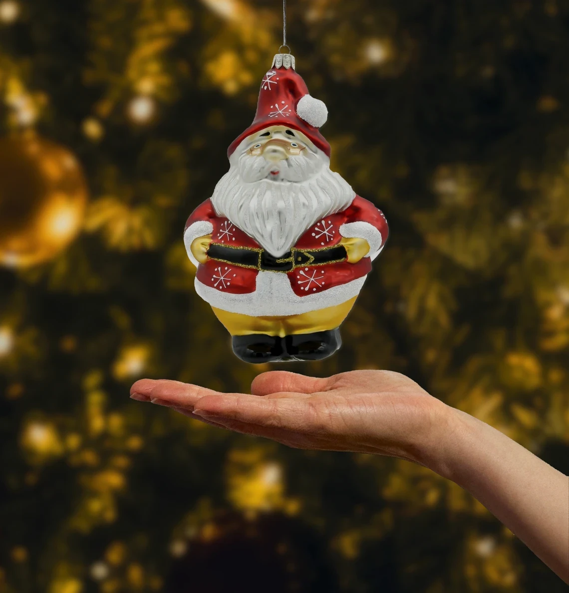 Bombka szklana figurka Święty Mikołaj na masie realne zdjęcie