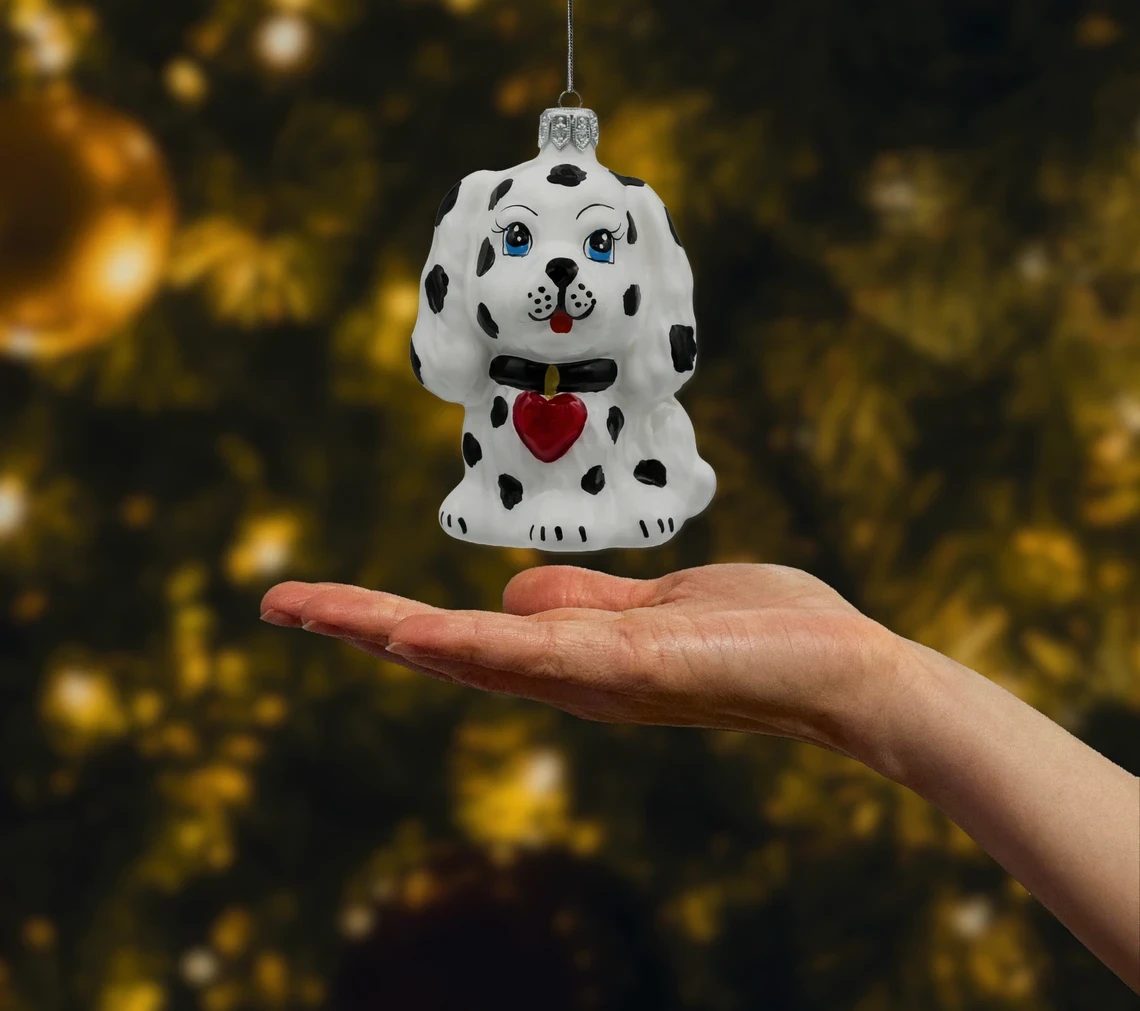 Bombka szklana figurka Uroczy Dalmatyńczyk realne zdjęcie