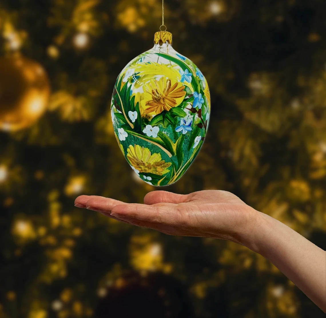 Bombka szklana figurka Wiosenne kwiaty realne zdjęcie