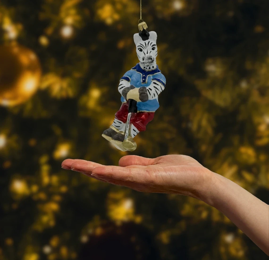 Bombka szklana figurka Zebra golfista realne zdjęcie