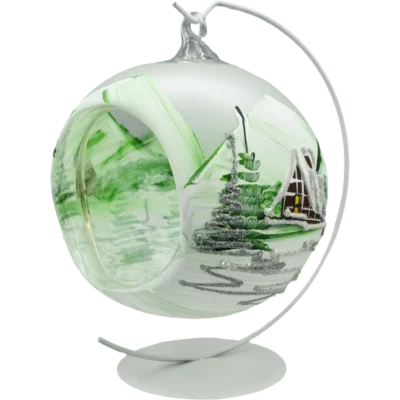 Bombka szklana Syn Bombkarza Bombka Lampion ze stojakiem: zielony front ze stojakiem