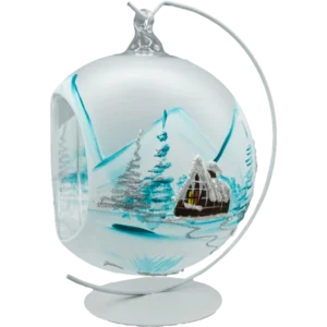 Bombka szklana Syn Bombkarza Bombka Lampion ze stojakiem: błękitny bok ze stojakiem