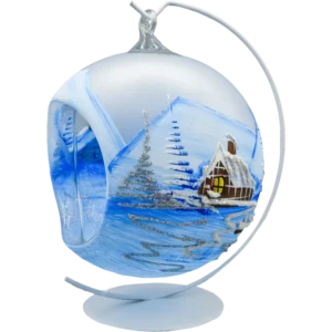 Bombka szklana Syn Bombkarza Bombka Lampion ze stojakiem: niebieski front ze stojakiem