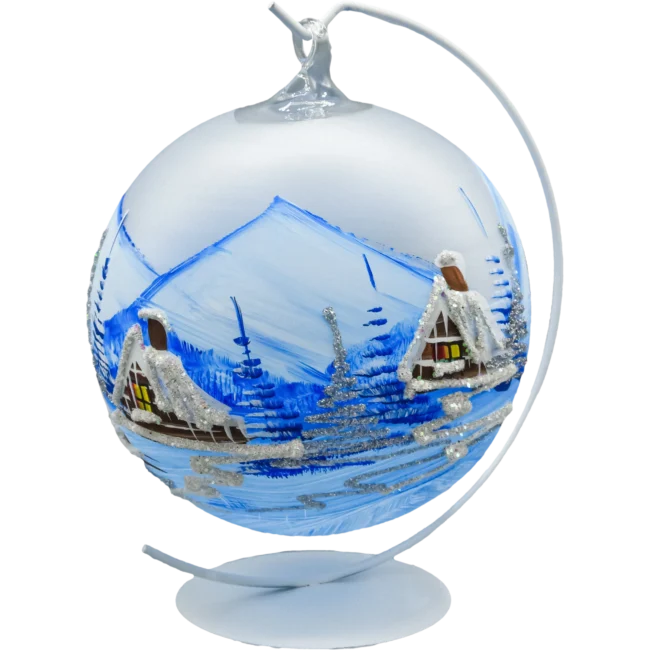 Bombka szklana Syn Bombkarza Bombka Lampion ze stojakiem: niebieski bok ze stojakiem