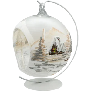 Bombka szklana Syn Bombkarza Bombka Lampion ze stojakiem: Zimowy Pejzaż front ze stojakiem