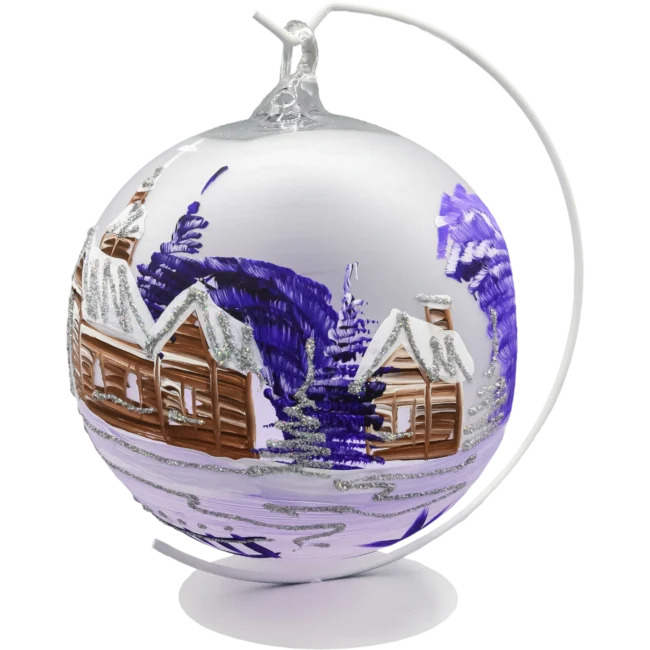 Bombka szklana Syn Bombkarza Bombka Lampion ze stojakiem: fioletowy front ze stojakiem