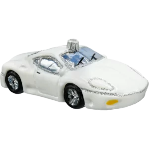 Szklana bombka choinkowa Samochód sportowy: biały bok
