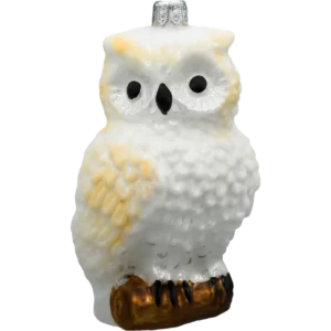 Szklana Bombka Choinkowa Figurka Sowa Śnieżna