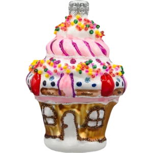 Szklana Bombka Choinkowa Figurka Babeczkowy Domek