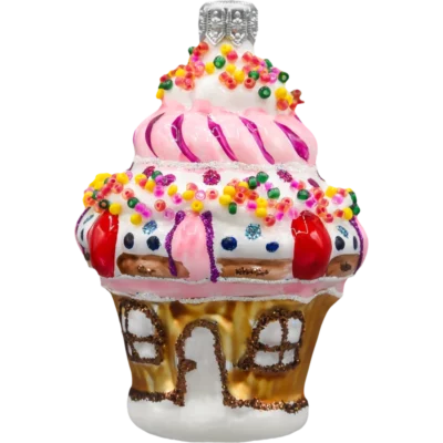 Szklana Bombka Choinkowa Figurka Babeczkowy Domek