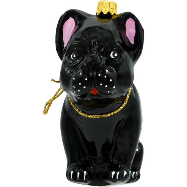 Szklana Bombka Choinkowa Figurka Buldog francuski: czarny front