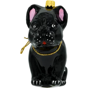 Szklana Bombka Choinkowa Figurka Buldog francuski: czarny front