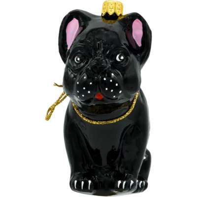 Szklana Bombka Choinkowa Figurka Buldog francuski: czarny front