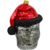 Szklana Bombka Choinkowa Figurka Czaszka Halloween w czapce Świętego Mikołaja: szara tył