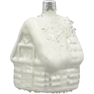 Szklana Bombka Choinkowa Figurka Domek w śniegu tył