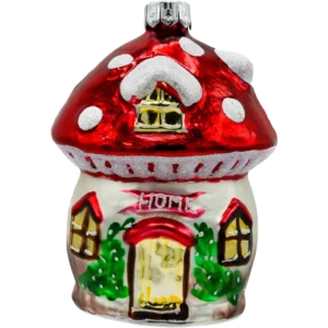 Szklana Bombka Choinkowa Figurka Domek z Muchomora: Home