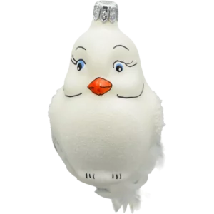 Szklana Bombka Choinkowa Figurka Gołębica z piórkami: biała