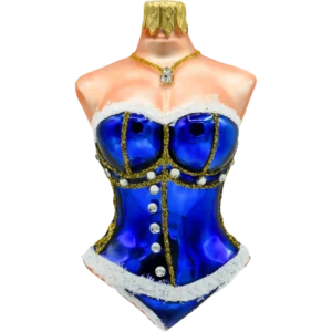 Szklana bombka choinkowa figurka Gorset damski: niebieski