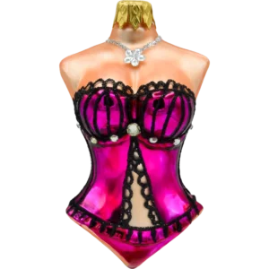 Szklana bombka choinkowa figurka Gorset damski: różowy