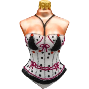 Szklana Bombka Choinkowa Figurka Gorset Glamour: biały