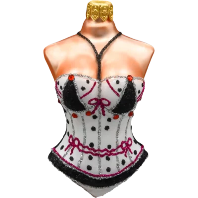 Szklana Bombka Choinkowa Figurka Gorset Glamour: biały