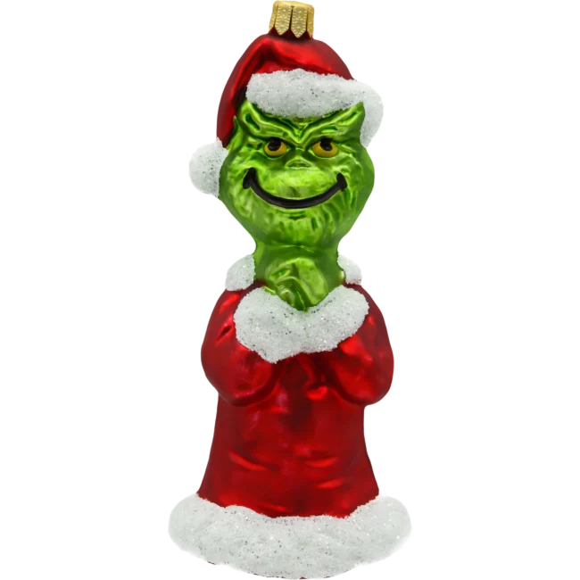 Szklana bombka choinkowa figurka Grinch w czerwonym płaszczu