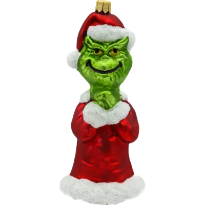 Szklana bombka choinkowa figurka Grinch w czerwonym płaszczu
