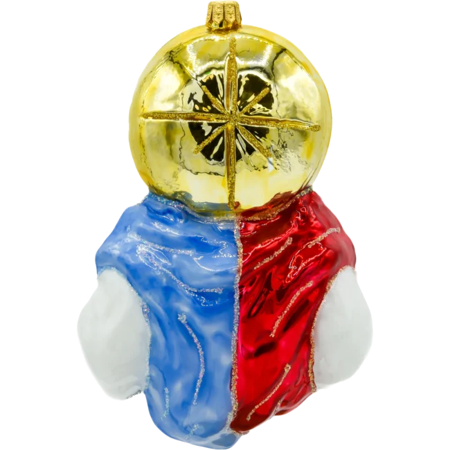 Szklana bombka choinkowa figurka Jezus Chrystus z Sercem tył