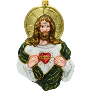 Szklana bombka choinkowa figurka Jezus z Sercem