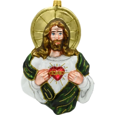 Szklana bombka choinkowa figurka Jezus z Sercem