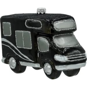 Szklana Bombka Choinkowa Figurka Samochód kempingowy kamper: czarny bok
