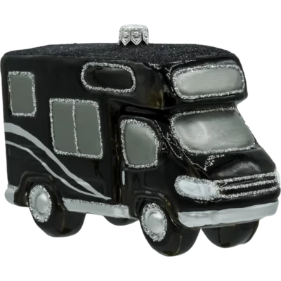Szklana Bombka Choinkowa Figurka Samochód kempingowy kamper: czarny bok
