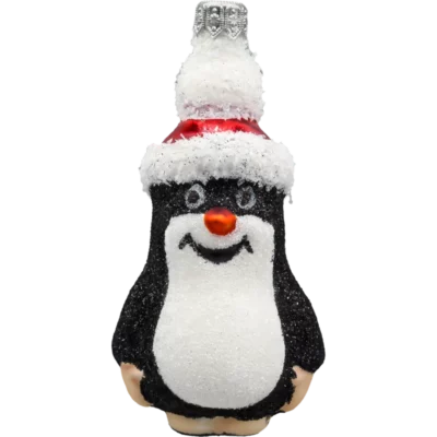 Szklana Bombka Choinkowa Figurka Krecik w czapce Mikołaja