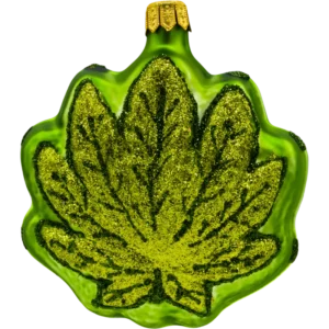 Szklana Bombka Choinkowa Figurka Liść konopi: zielony