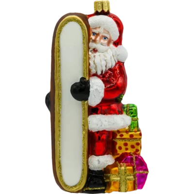 Szklana Bombka Choinkowa Figurka Mikołaj z tablicą