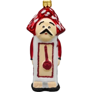Szklana Bombka Choinkowa Figurka Pan Zegar: czerwony