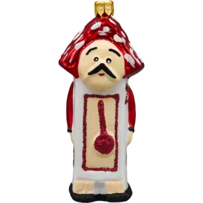 Szklana Bombka Choinkowa Figurka Pan Zegar: czerwony