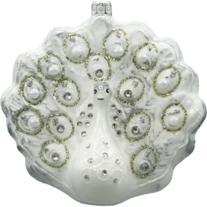 Szklana Bombka Choinkowa Figurka Paw królewski: biały