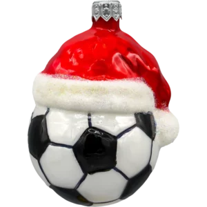 Szklana Bombka Choinkowa Figurka Piłka w czapce Mikołaja