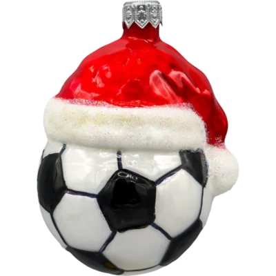 Szklana Bombka Choinkowa Figurka Piłka w czapce Mikołaja