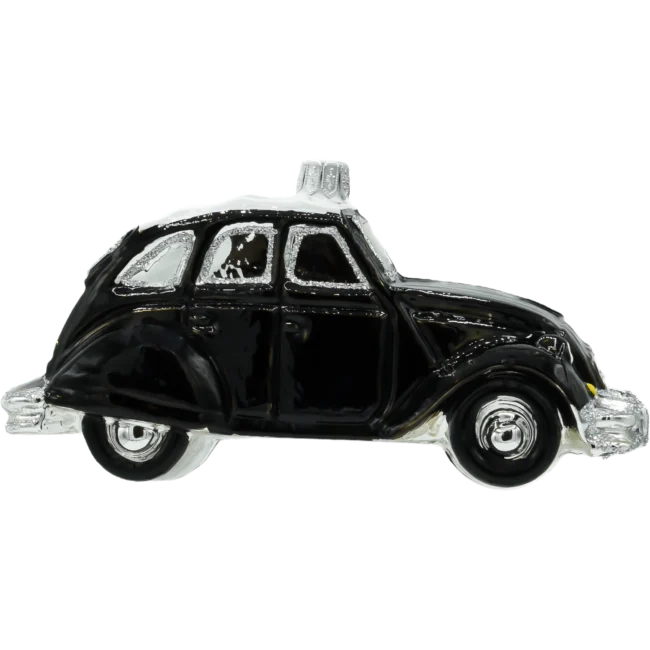 Szklana bombka choinkowa figurka Samochód Citroen 2CV: czarny profil