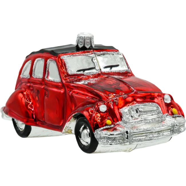 Szklana bombka choinkowa figurka Samochód Citroen 2CV: czerwony