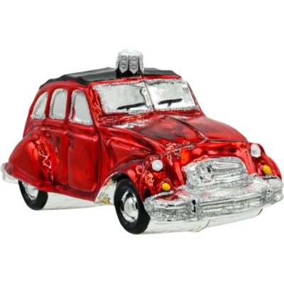 Szklana bombka choinkowa figurka Samochód Citroen 2CV: czerwony