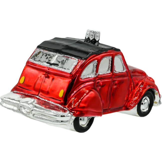 Szklana bombka choinkowa figurka Samochód Citroen 2CV: czerwony tył
