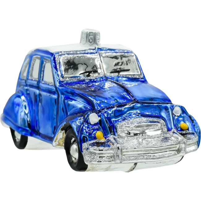 Szklana bombka choinkowa figurka Samochód Citroen: 2CV: niebieski