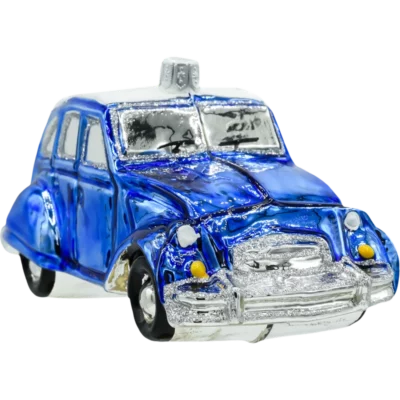 Szklana bombka choinkowa figurka Samochód Citroen: 2CV: niebieski