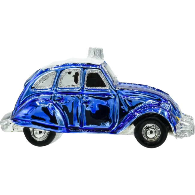 Szklana bombka choinkowa figurka Samochód Citroen: 2CV: niebieski profil