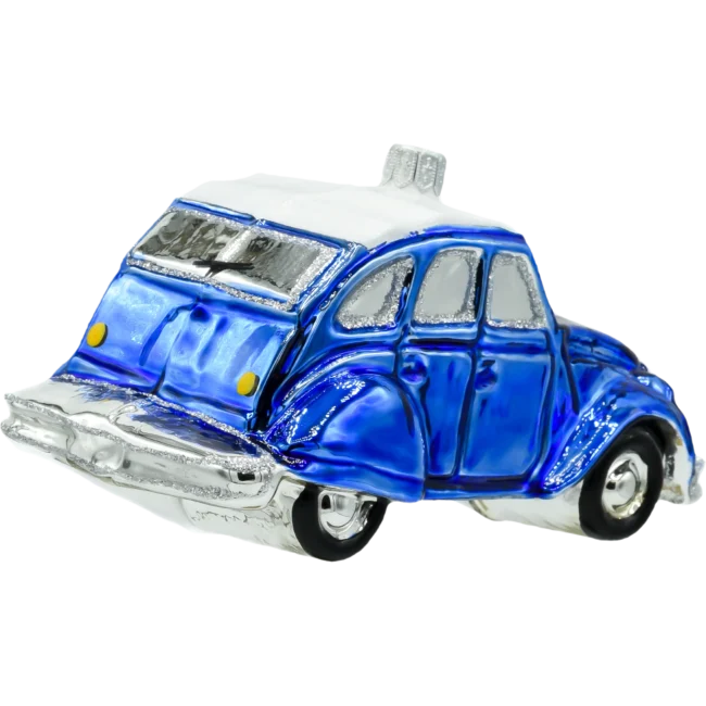 Szklana bombka choinkowa figurka Samochód Citroen: 2CV: niebieski tył