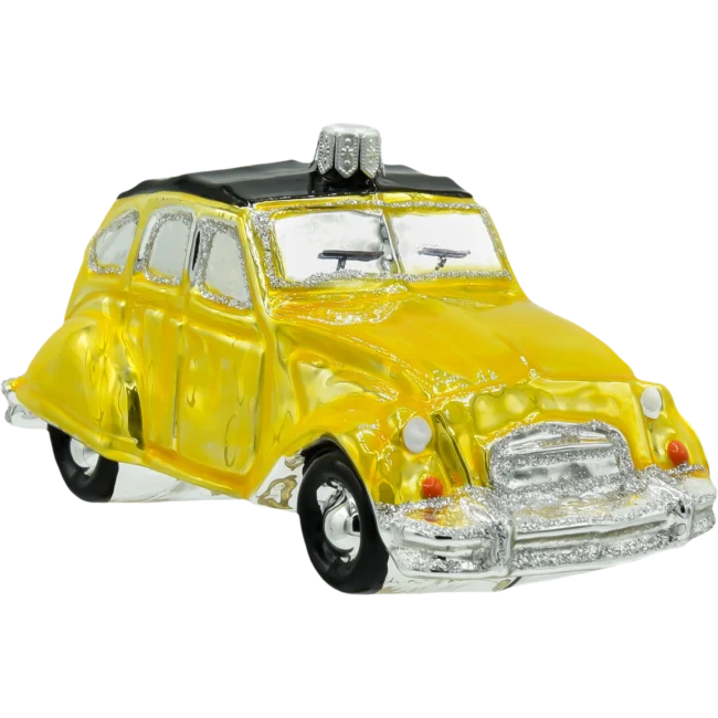 Szklana bombka choinkowa figurka Samochód Citroen 2CV: żółty